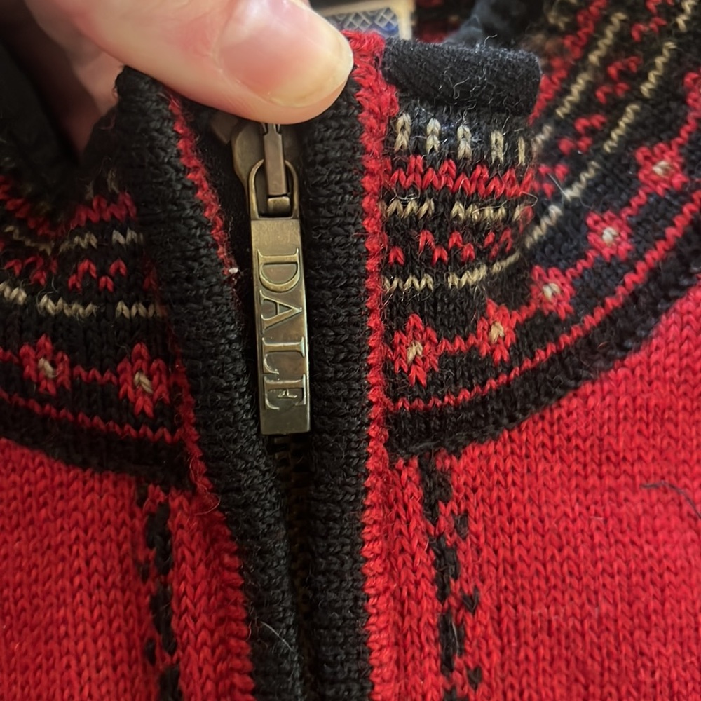 Dale of Norway Burgundy and Black Zip-Up Sweater - Picture 5 of 9